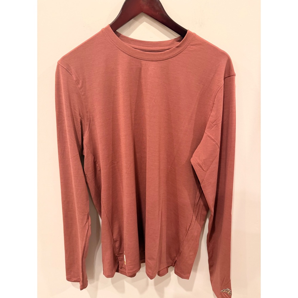 Tracksmith Mens Twilight Long Sleeve Running Shirt Clay Red Size L Performance